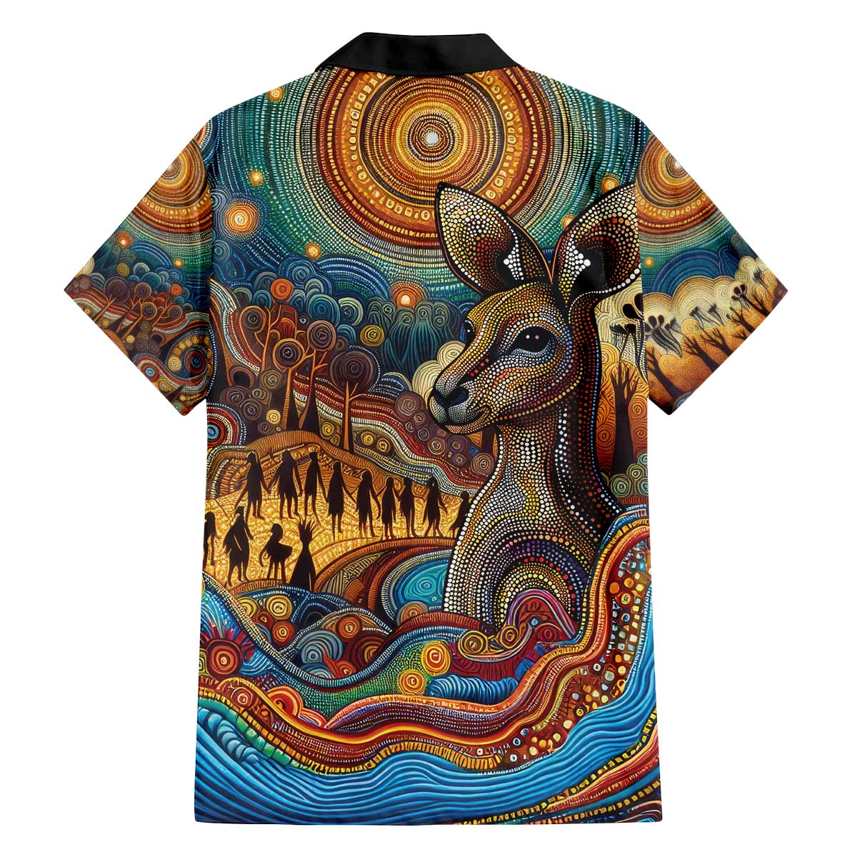 Aboriginal Dreamtime Stories Land Family Matching Off The Shoulder Long Sleeve Dress and Hawaiian Shirt