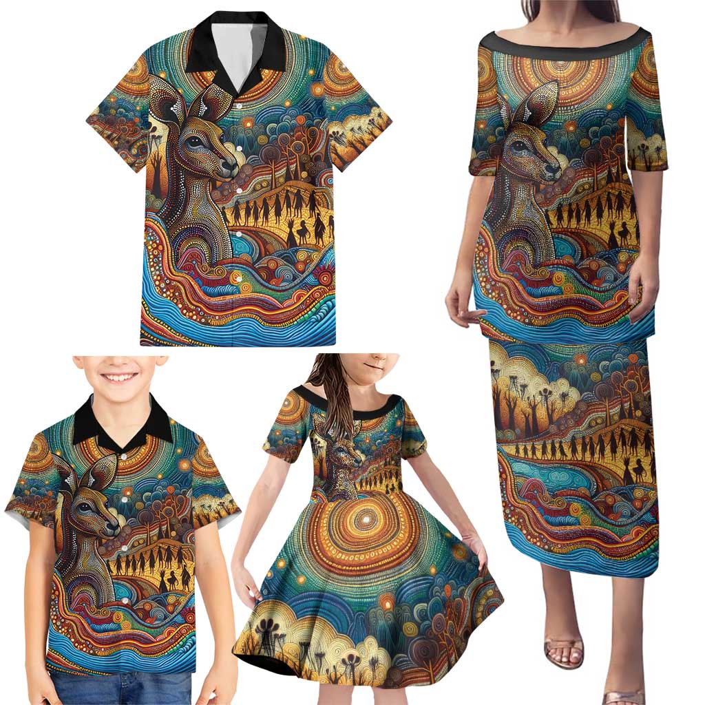 Aboriginal Dreamtime Stories Land Family Matching Puletasi and Hawaiian Shirt