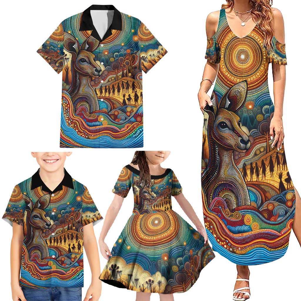 Aboriginal Dreamtime Stories Land Family Matching Summer Maxi Dress and Hawaiian Shirt