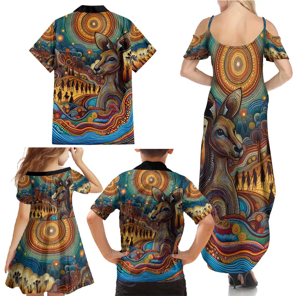 Aboriginal Dreamtime Stories Land Family Matching Summer Maxi Dress and Hawaiian Shirt