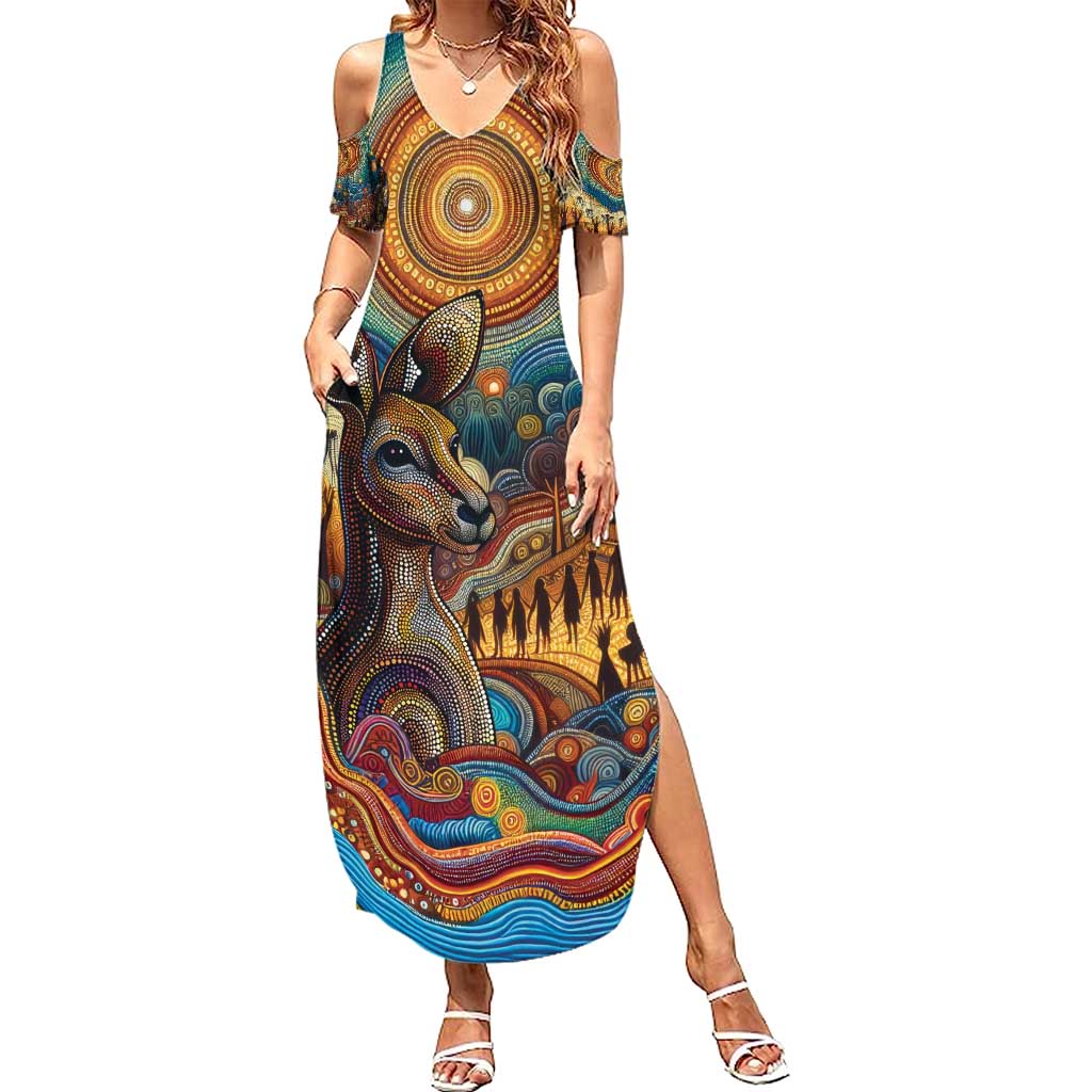 Aboriginal Dreamtime Stories Land Family Matching Summer Maxi Dress and Hawaiian Shirt