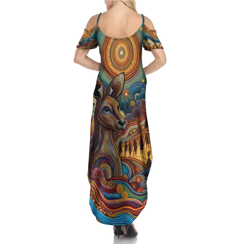 Aboriginal Dreamtime Stories Land Family Matching Summer Maxi Dress and Hawaiian Shirt