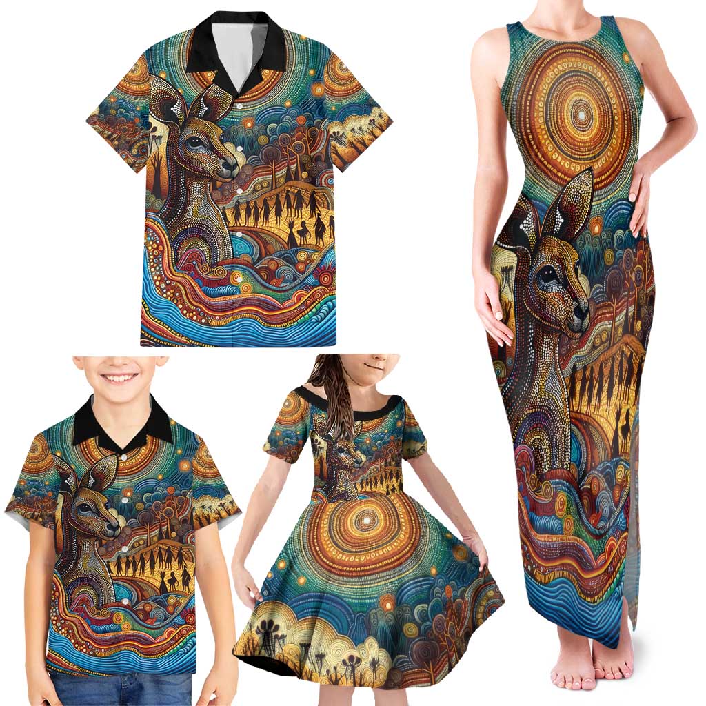 Aboriginal Dreamtime Stories Land Family Matching Tank Maxi Dress and Hawaiian Shirt