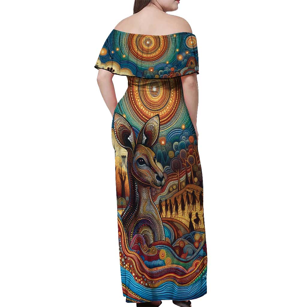 Aboriginal Dreamtime Stories Land Off Shoulder Maxi Dress