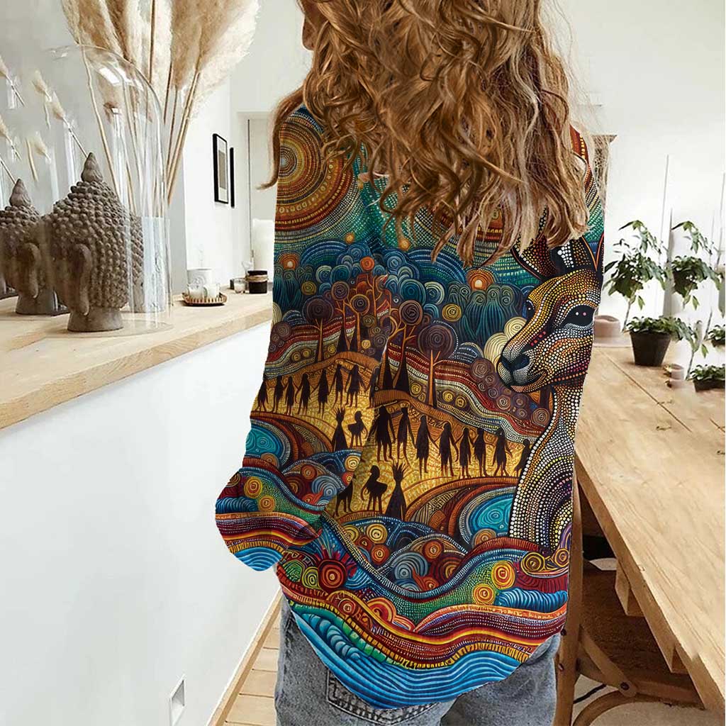 Aboriginal Dreamtime Stories Land Women Casual Shirt - Vibe Hoodie Shop