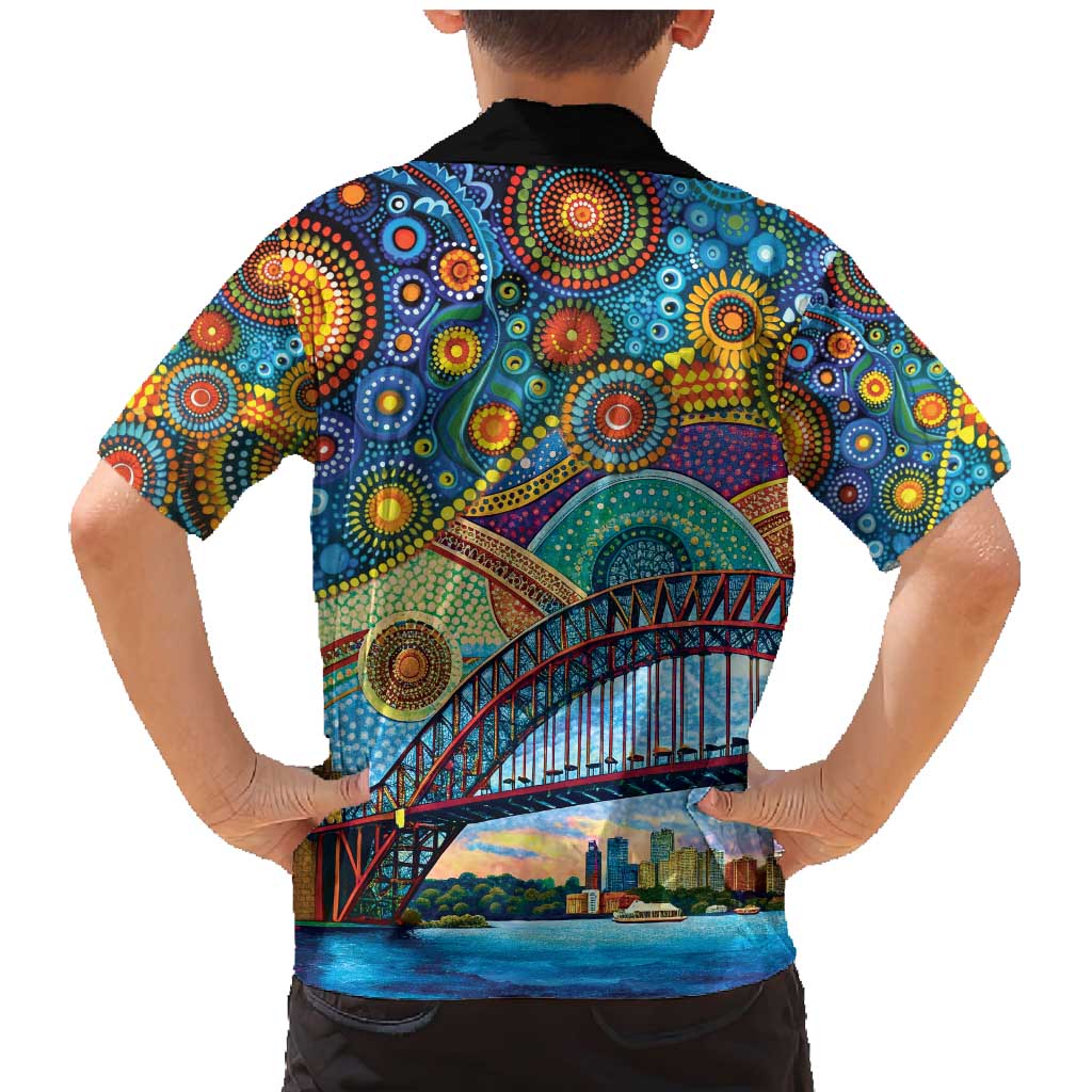 Australian Sydney Harbour Bridge Family Matching Mermaid Dress and Hawaiian Shirt Aboriginal Dot Art