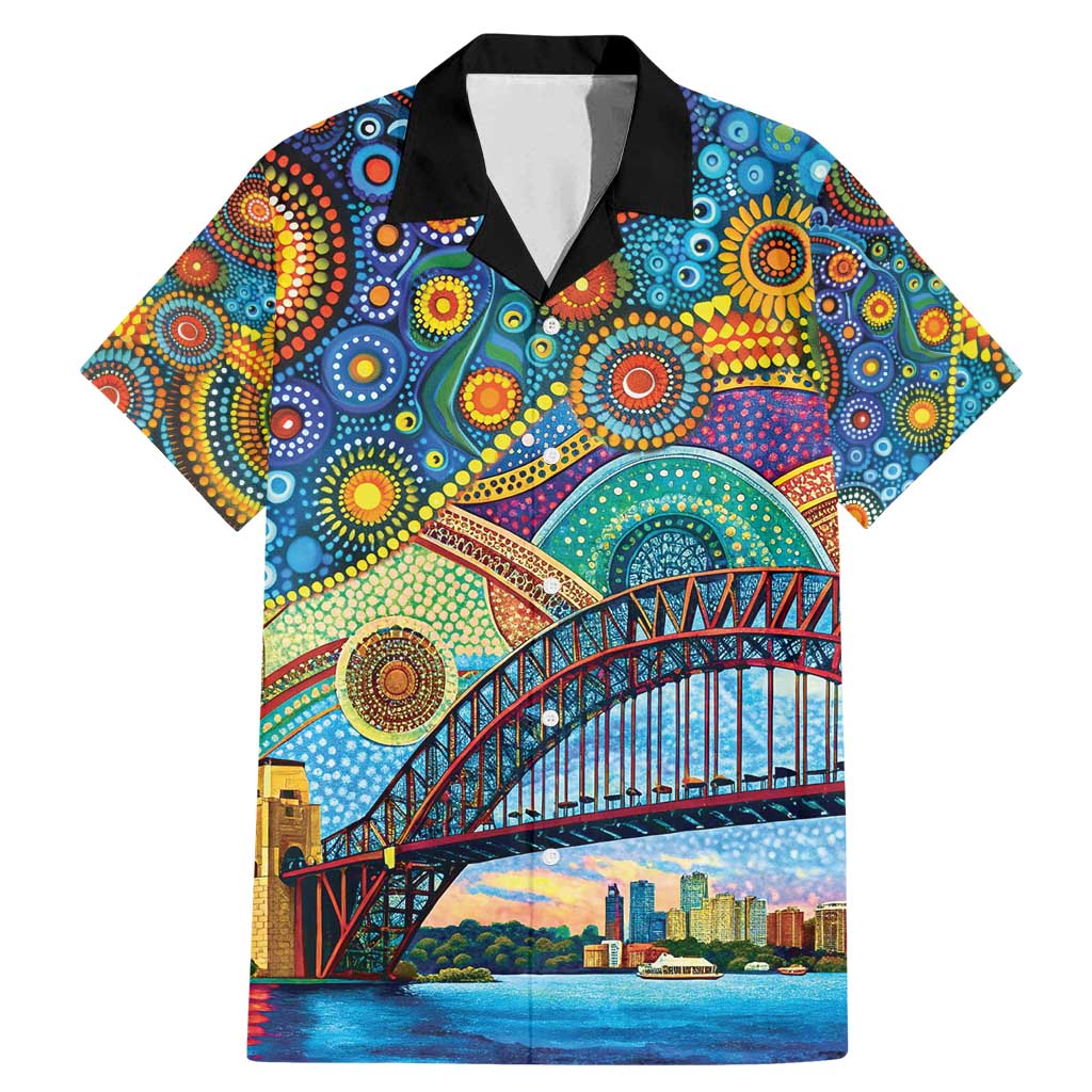 Australian Sydney Harbour Bridge Family Matching Mermaid Dress and Hawaiian Shirt Aboriginal Dot Art