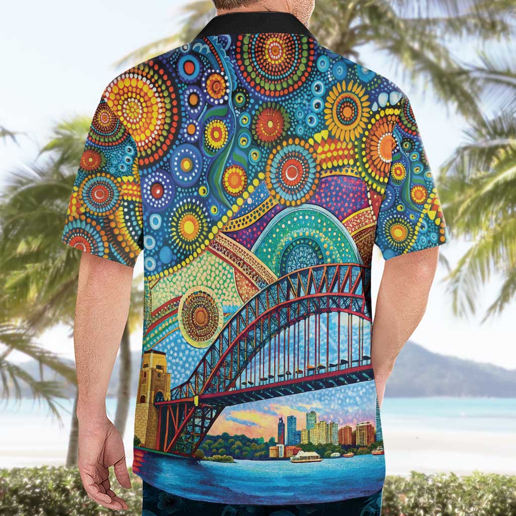 Australian Sydney Harbour Bridge Hawaiian Shirt Aboriginal Dot Art - Vibe Hoodie Shop