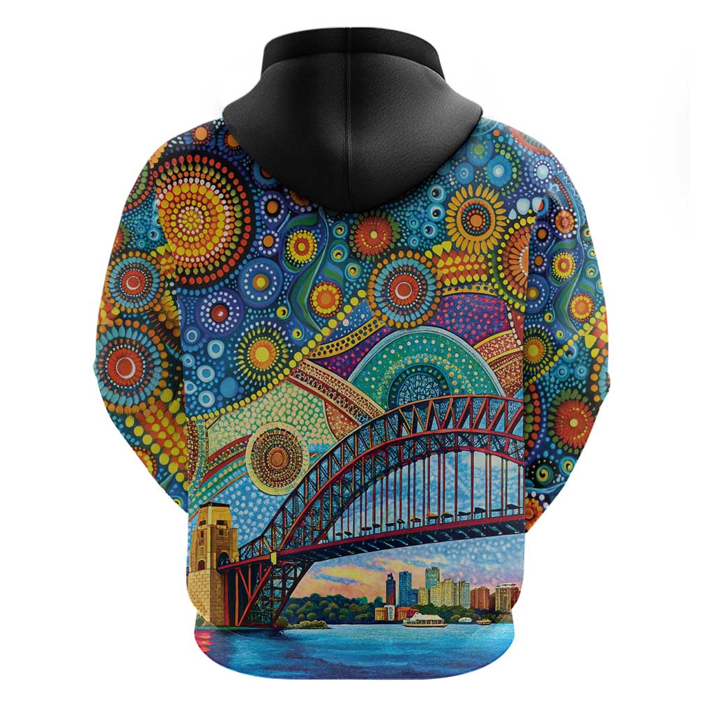 Australian Sydney Harbour Bridge Hoodie Aboriginal Dot Art LT9 - Vibe Hoodie Shop