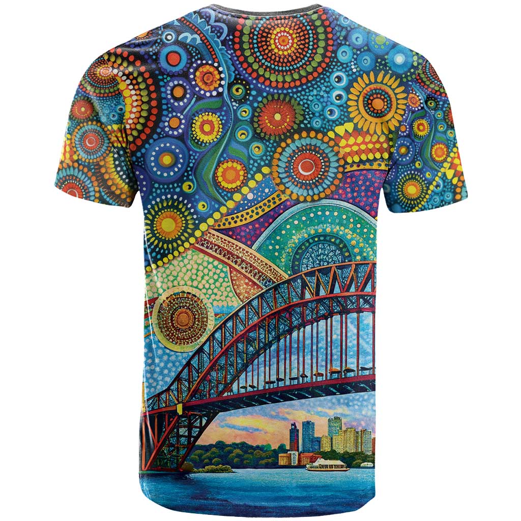 Australian Sydney Harbour Bridge T Shirt Aboriginal Dot Art LT9 - Vibe Hoodie Shop