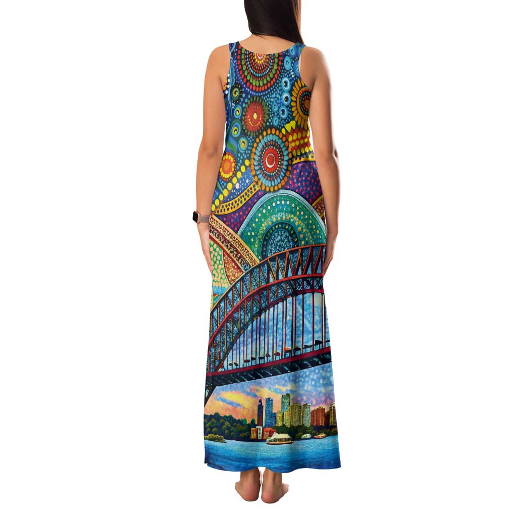 Australian Sydney Harbour Bridge Tank Maxi Dress Aboriginal Dot Art