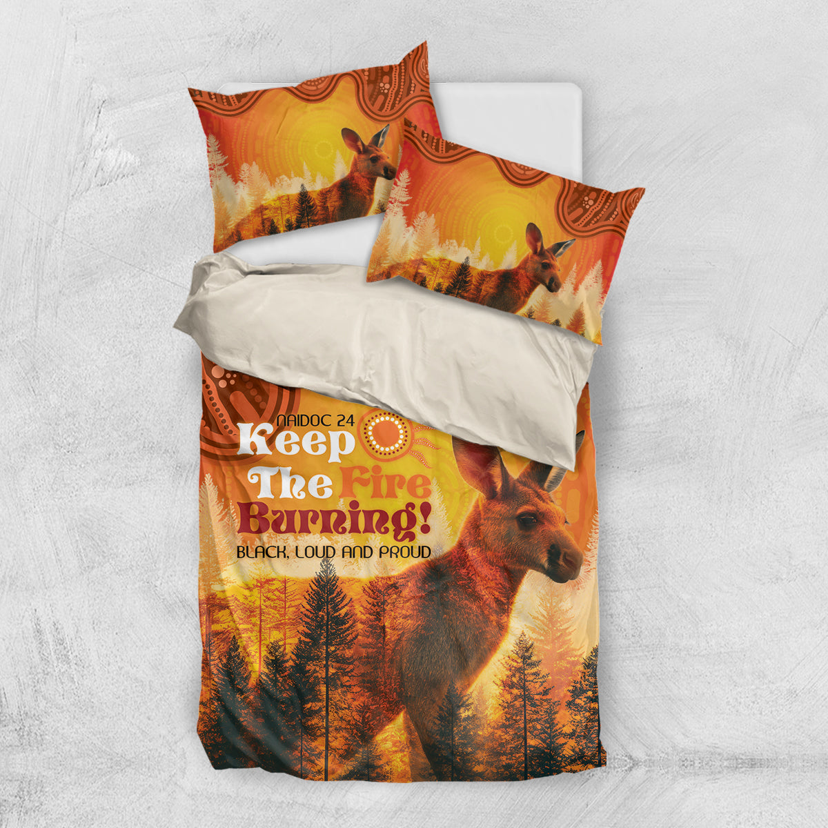 Australian Kangaroo Forests NAIDOC 2024 Bedding Set Aboriginal Art Style - Vibe Hoodie Shop