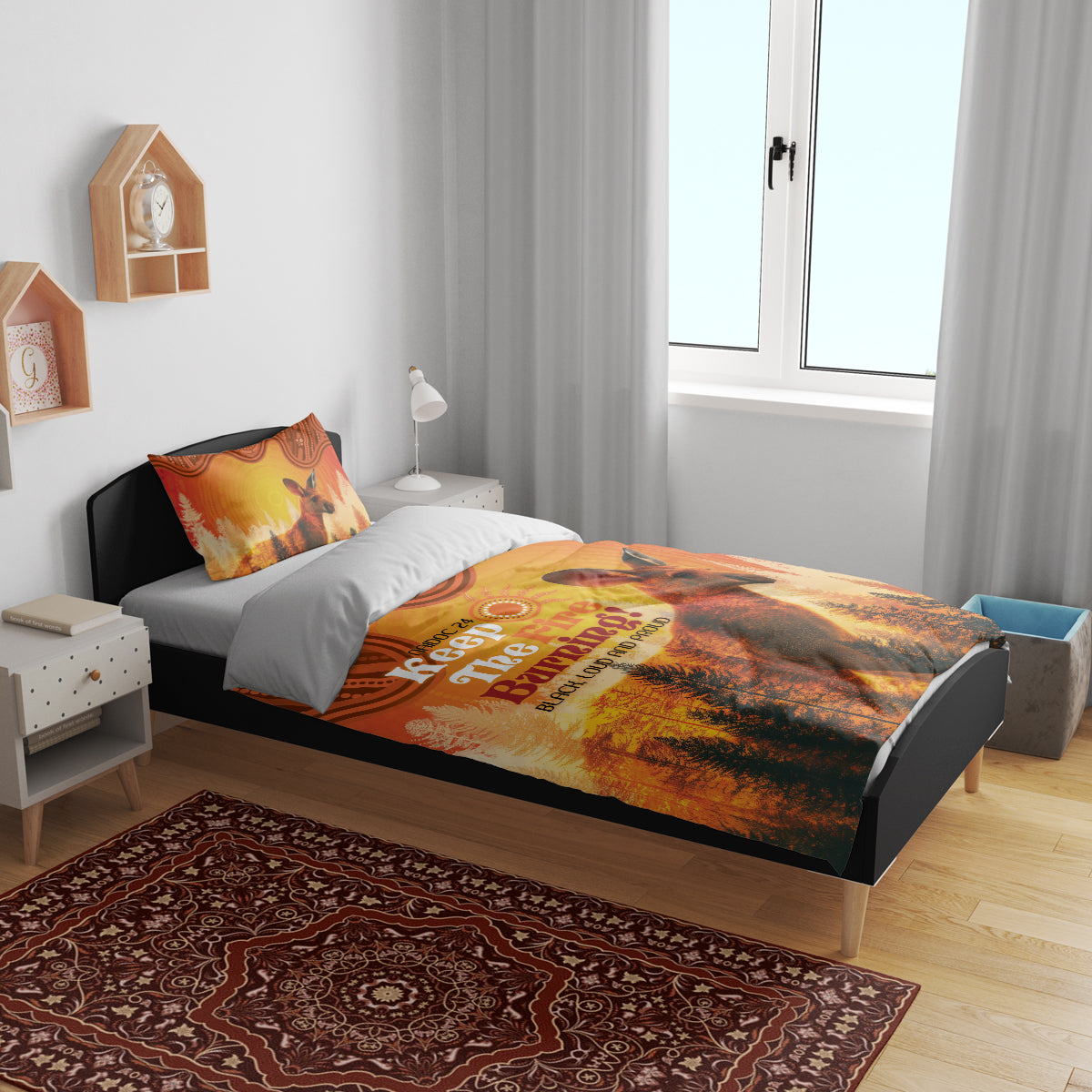 Australian Kangaroo Forests NAIDOC 2024 Bedding Set Aboriginal Art Style - Vibe Hoodie Shop