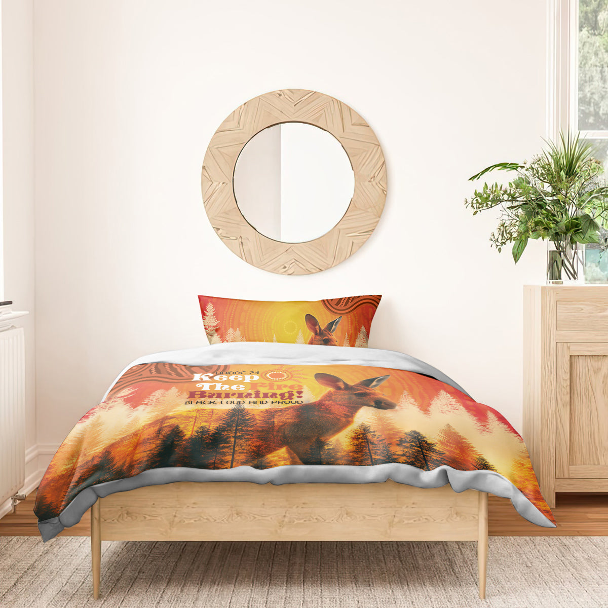 Australian Kangaroo Forests NAIDOC 2024 Bedding Set Aboriginal Art Style - Vibe Hoodie Shop