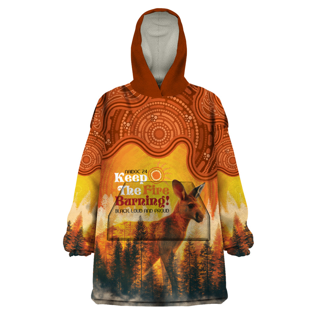 Australian Kangaroo Forests NAIDOC 2024 Wearable Blanket Hoodie Aboriginal Art Style - Vibe Hoodie Shop