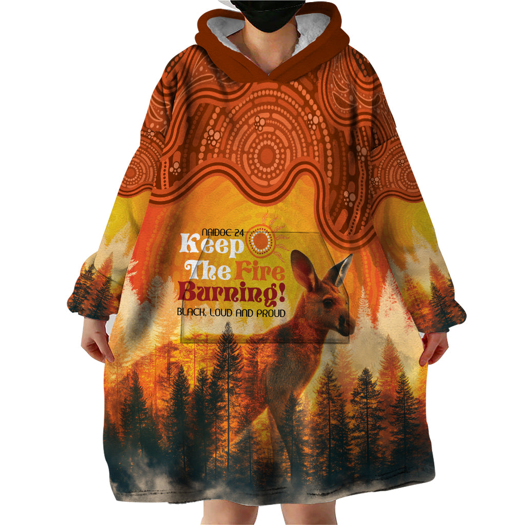 Australian Kangaroo Forests NAIDOC 2024 Wearable Blanket Hoodie Aboriginal Art Style - Vibe Hoodie Shop