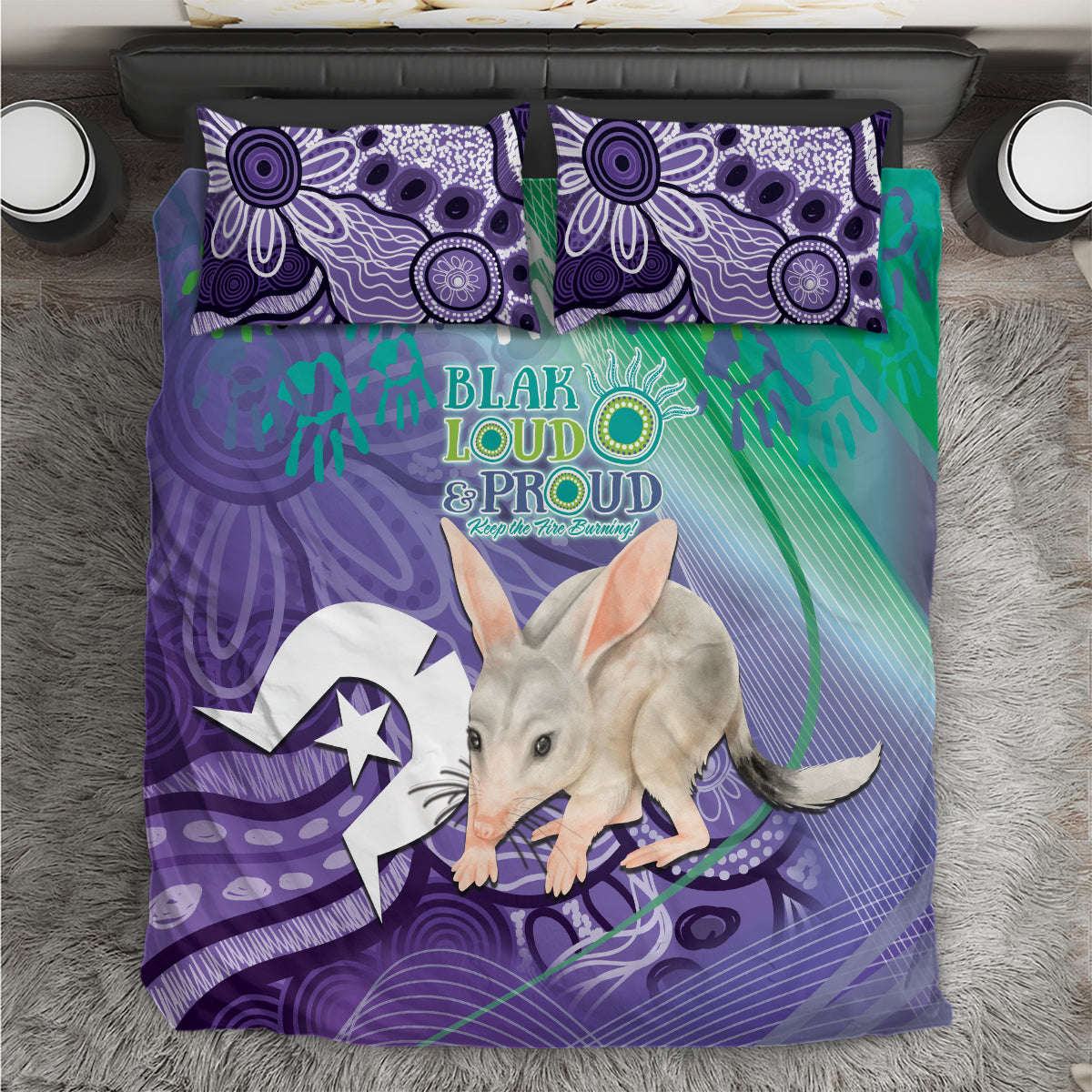 Vivid Bilby NAIDOC 2024 Bedding Set Macrotis Aboriginal Art Style - Vibe Hoodie Shop