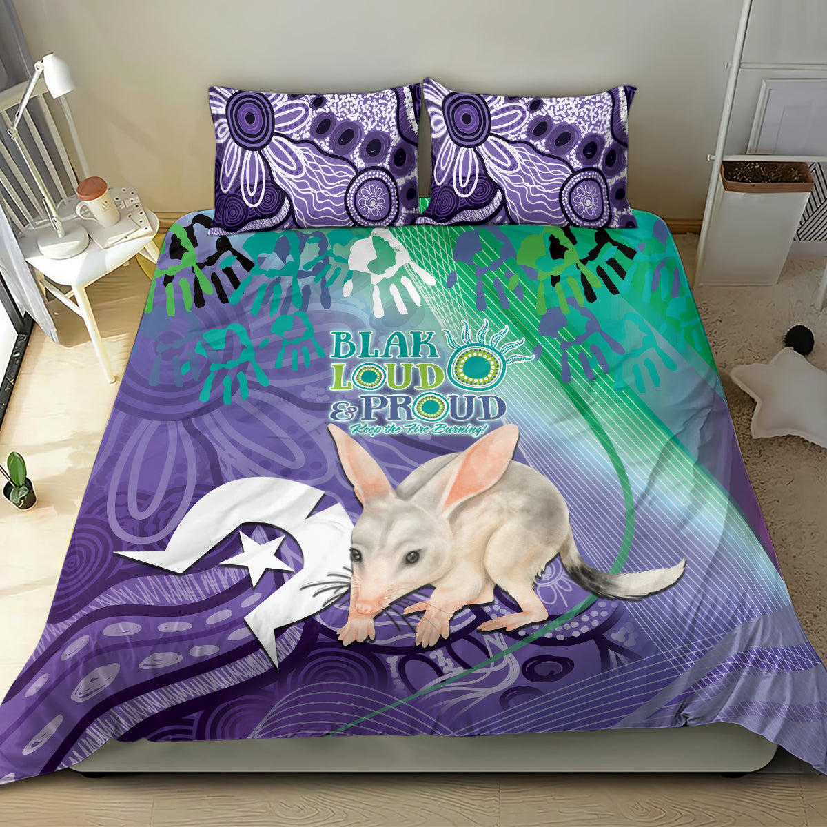 Vivid Bilby NAIDOC 2024 Bedding Set Macrotis Aboriginal Art Style - Vibe Hoodie Shop