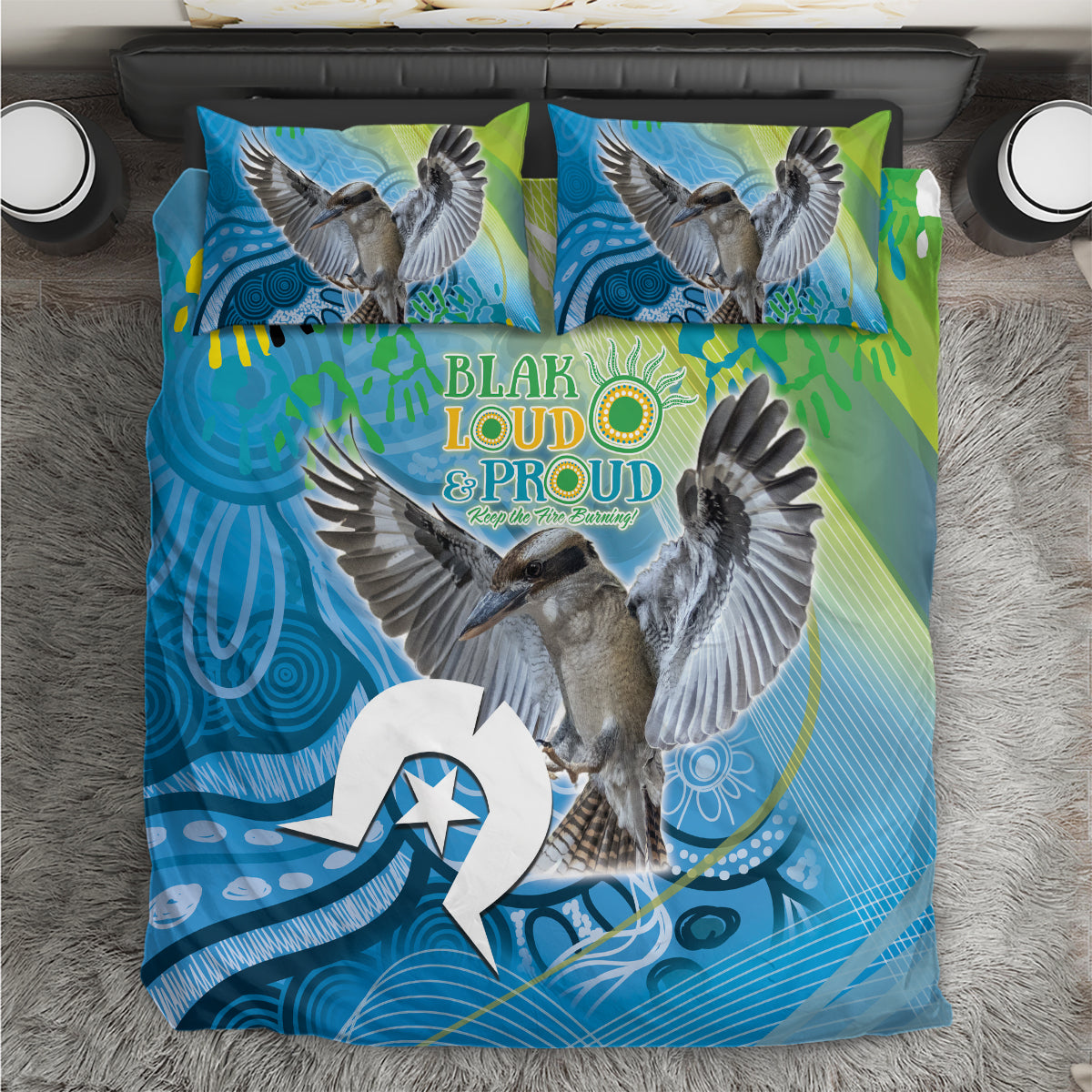 Vivid Kookaburra NAIDOC 2024 Bedding Set Aboriginal Art Style - Vibe Hoodie Shop