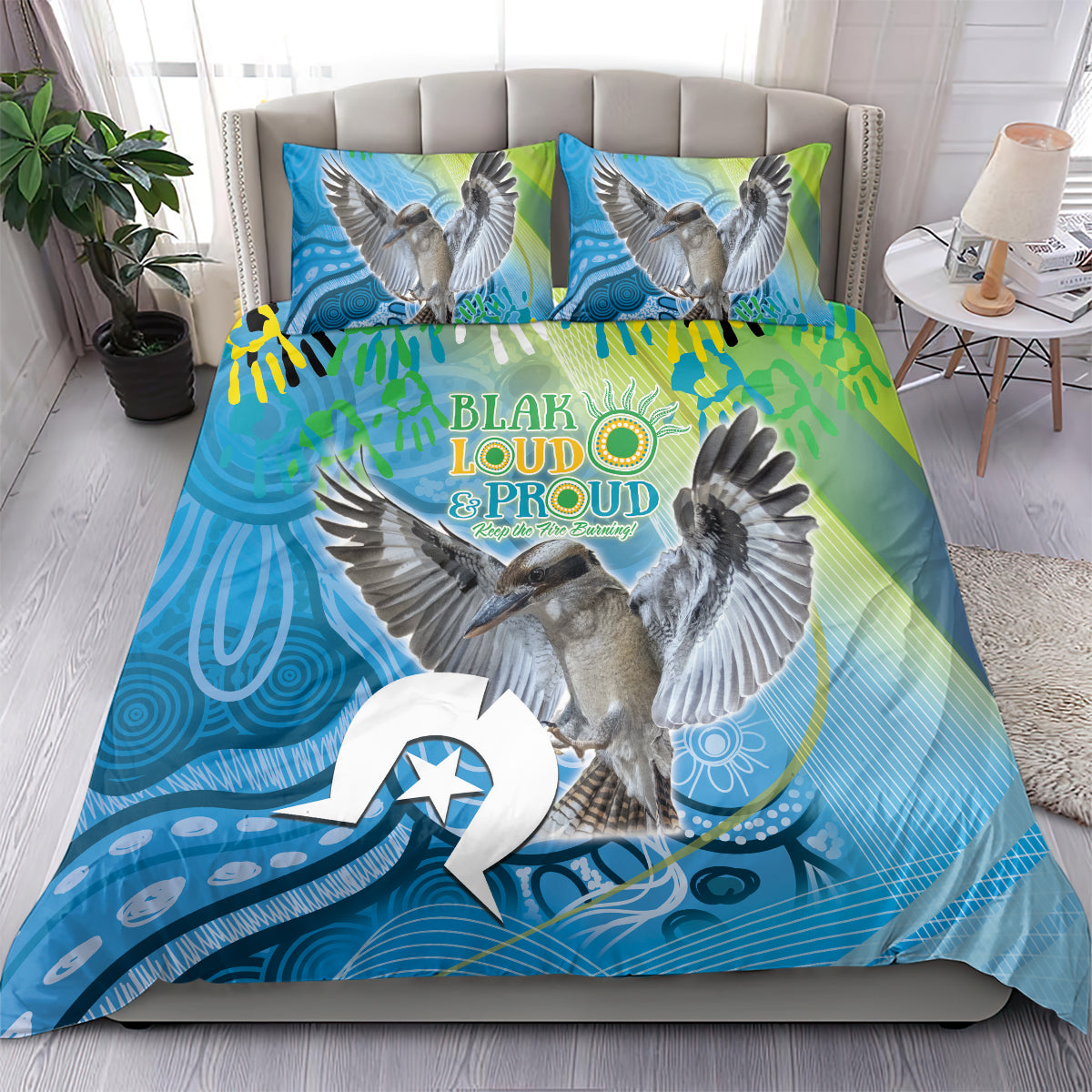 Vivid Kookaburra NAIDOC 2024 Bedding Set Aboriginal Art Style - Vibe Hoodie Shop