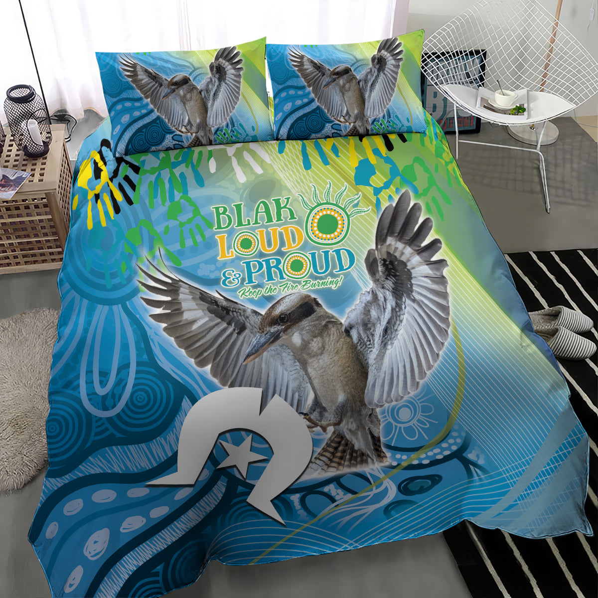 Vivid Kookaburra NAIDOC 2024 Bedding Set Aboriginal Art Style - Vibe Hoodie Shop