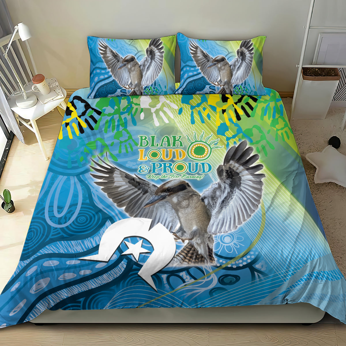 Vivid Kookaburra NAIDOC 2024 Bedding Set Aboriginal Art Style - Vibe Hoodie Shop