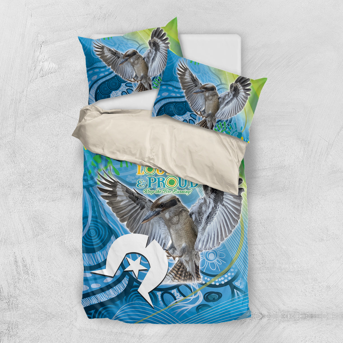 Vivid Kookaburra NAIDOC 2024 Bedding Set Aboriginal Art Style - Vibe Hoodie Shop