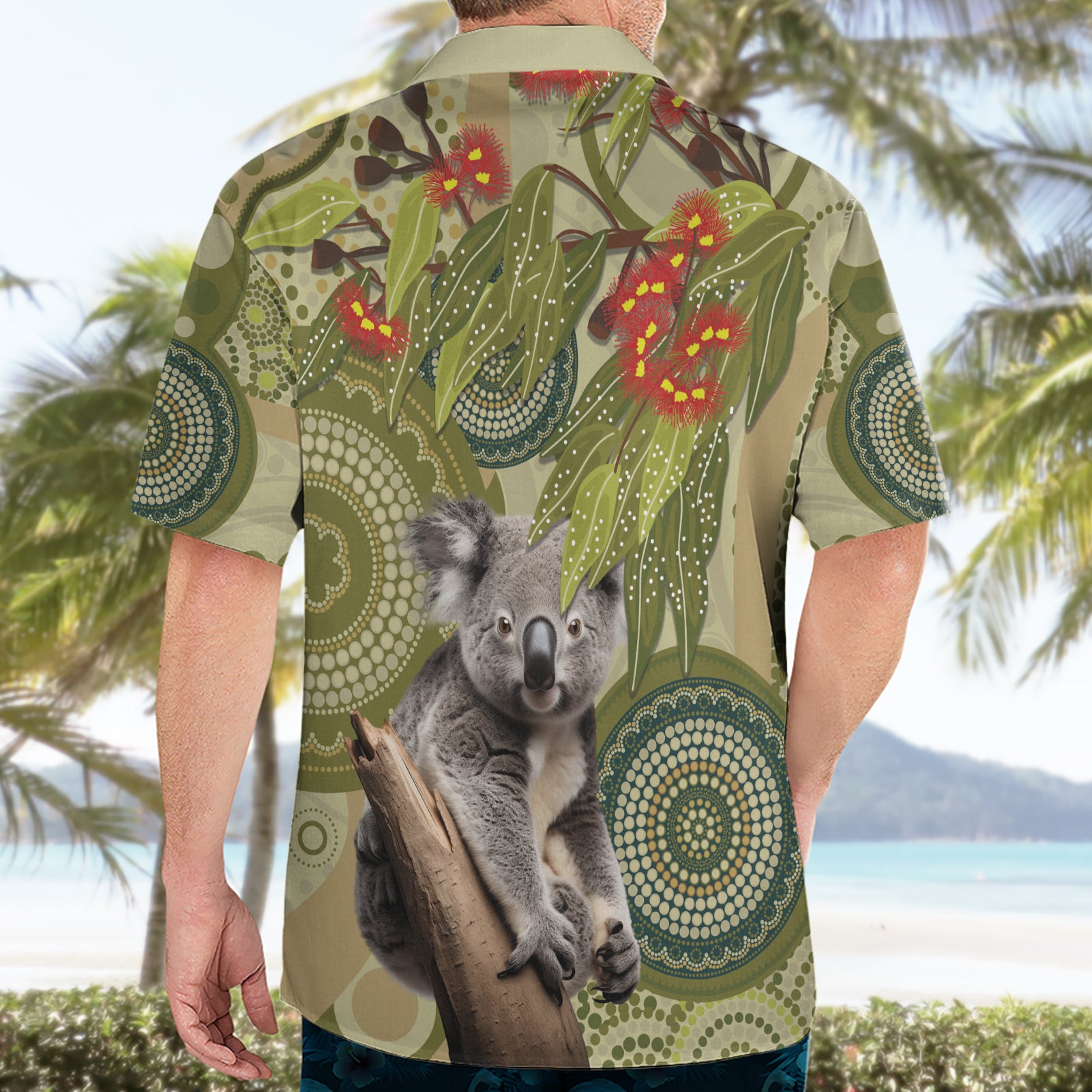 Aboriginal Koala Art Painting With Gum Blossom Hawaiian Shirt - Vibe Hoodie Shop