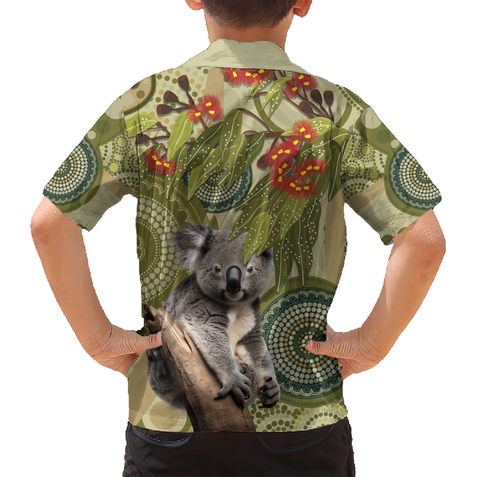 Aboriginal Koala Art Painting With Gum Blossom Hawaiian Shirt - Vibe Hoodie Shop