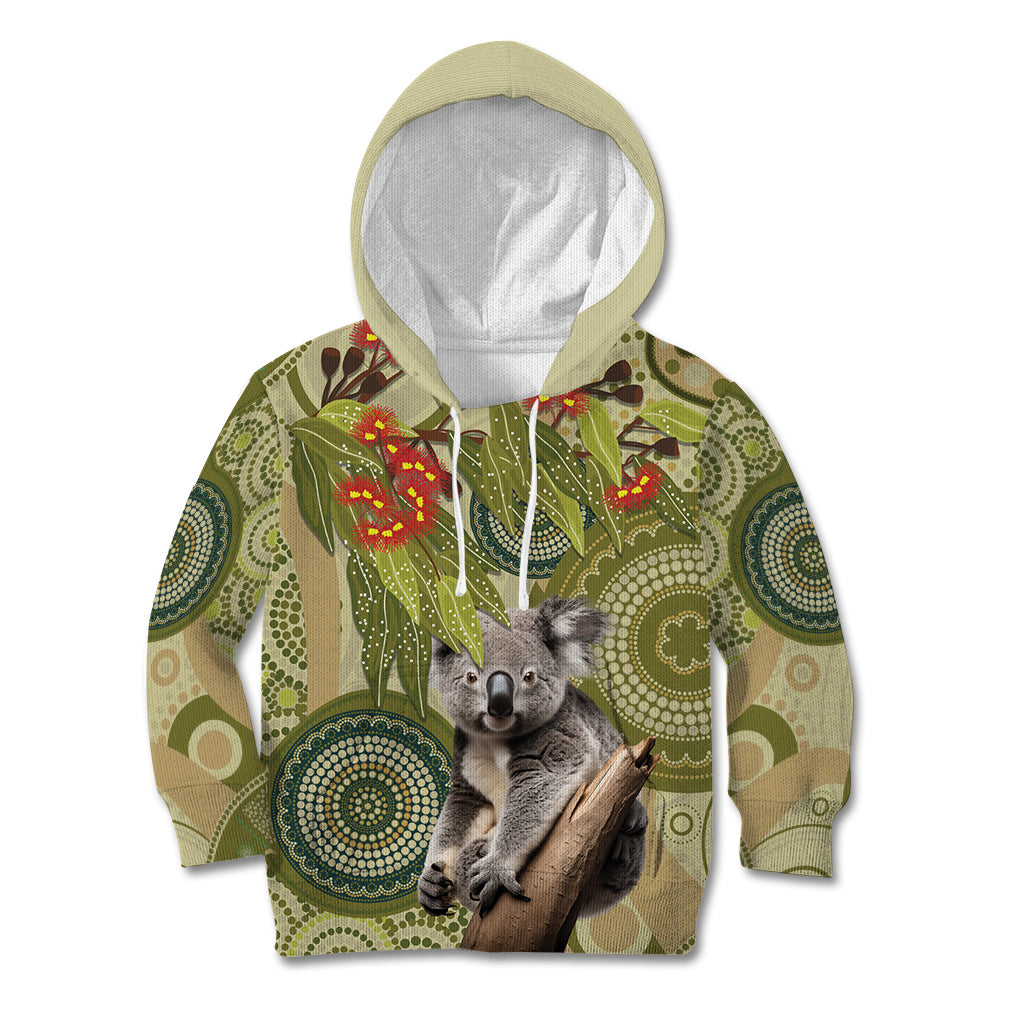 Aboriginal Koala Art Painting With Gum Blossom Kid Hoodie - Vibe Hoodie Shop