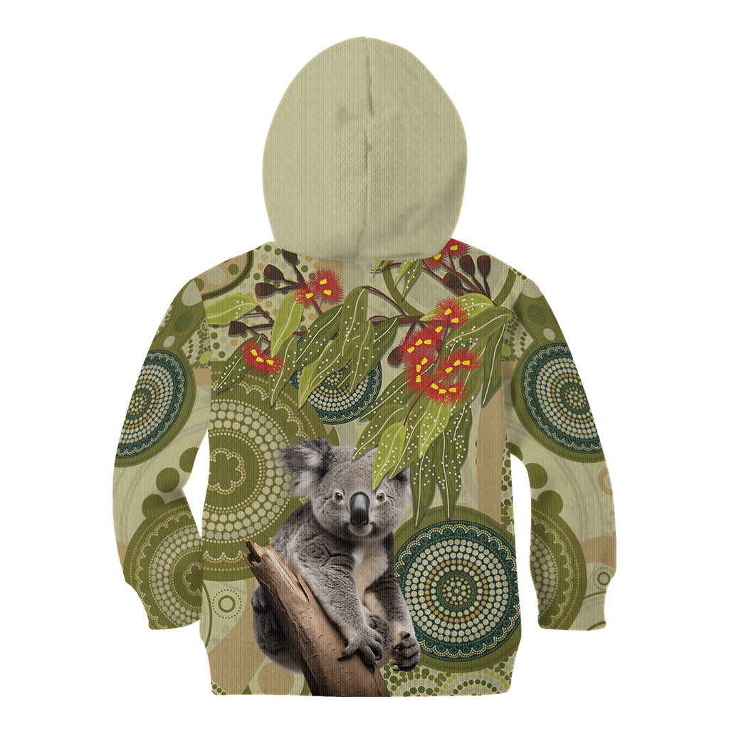 Aboriginal Koala Art Painting With Gum Blossom Kid Hoodie - Vibe Hoodie Shop