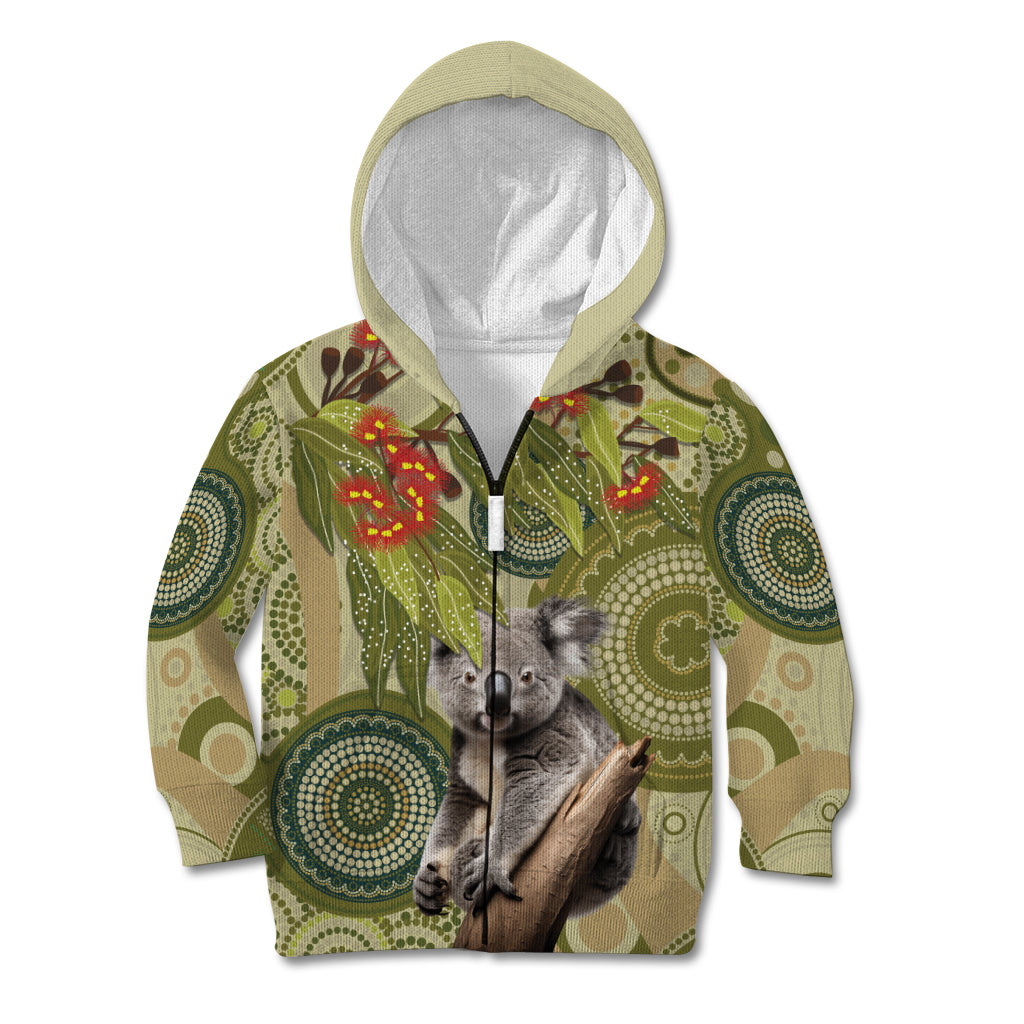 Aboriginal Koala Art Painting With Gum Blossom Kid Hoodie - Vibe Hoodie Shop