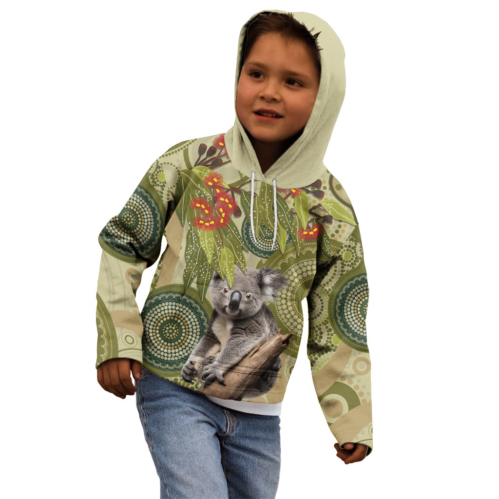 Aboriginal Koala Art Painting With Gum Blossom Kid Hoodie - Vibe Hoodie Shop