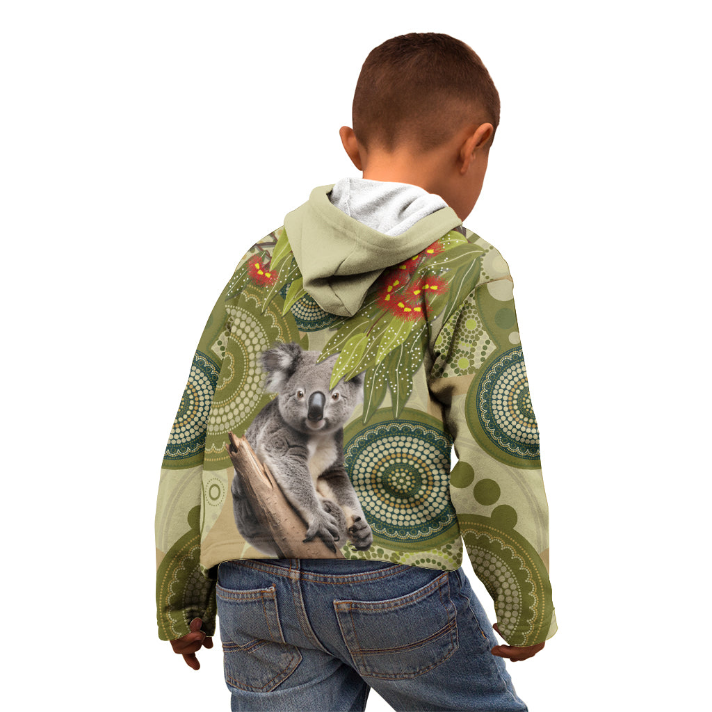 Aboriginal Koala Art Painting With Gum Blossom Kid Hoodie - Vibe Hoodie Shop