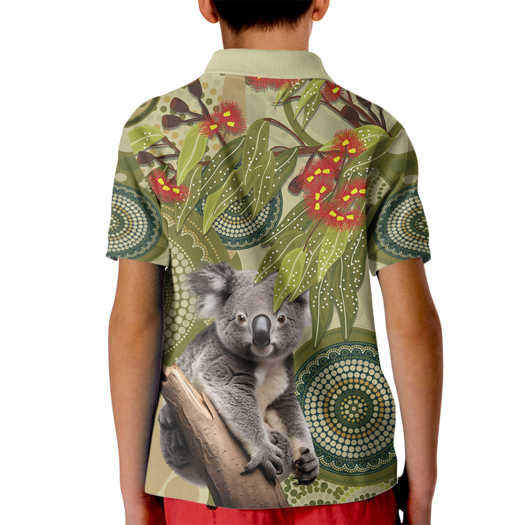 Aboriginal Koala Art Painting With Gum Blossom Kid Polo Shirt - Vibe Hoodie Shop