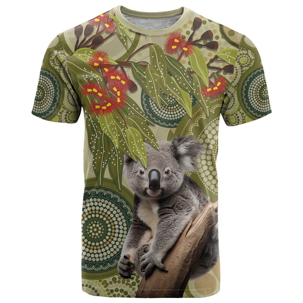 Aboriginal Koala Art Painting With Gum Blossom T Shirt LT9 - Vibe Hoodie Shop