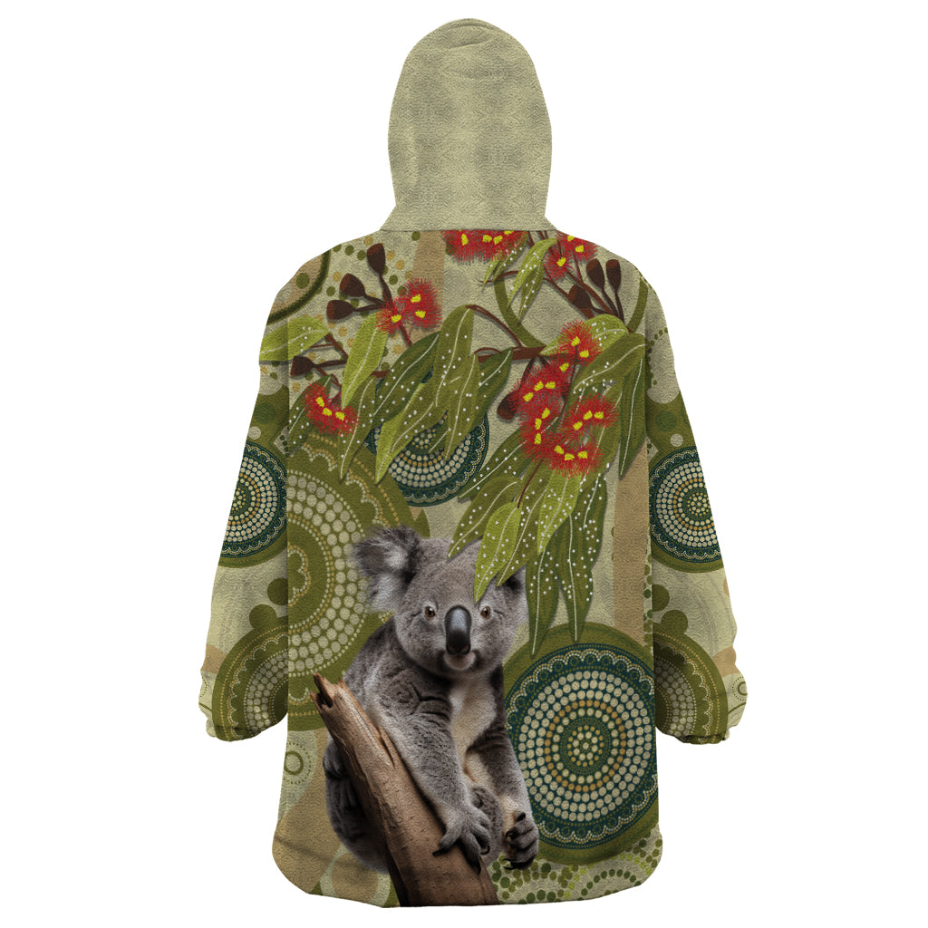 Aboriginal Koala Art Painting With Gum Blossom Wearable Blanket Hoodie - Vibe Hoodie Shop