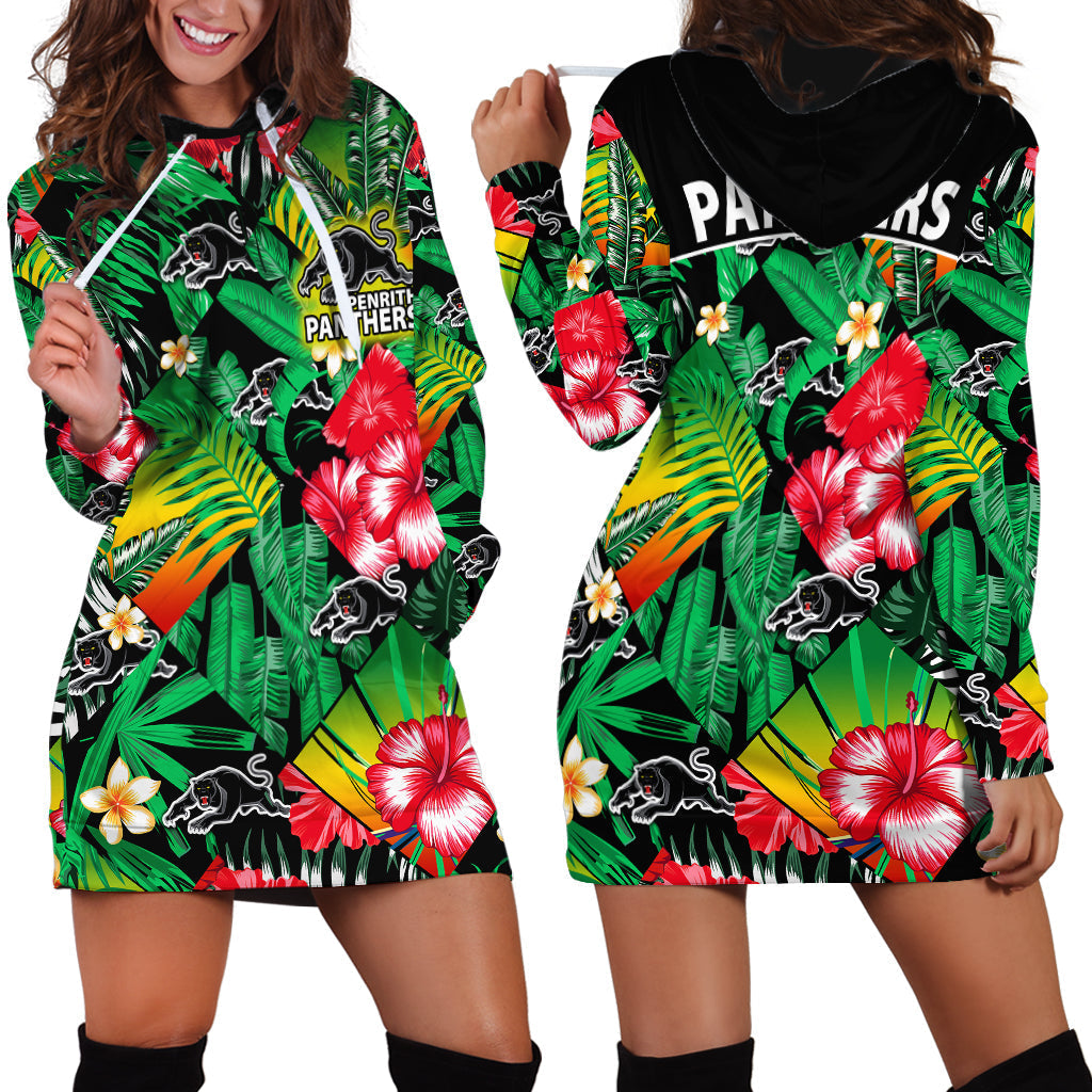 Panthers Rugby Hoodie Dress Fashion Tropical Jungle Flowers - Vibe Hoodie Shop