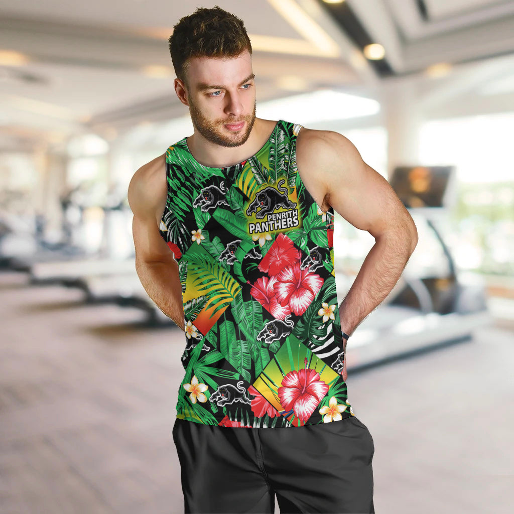 Panthers Rugby Men Tank Top Fashion Tropical Jungle Flowers - Vibe Hoodie Shop