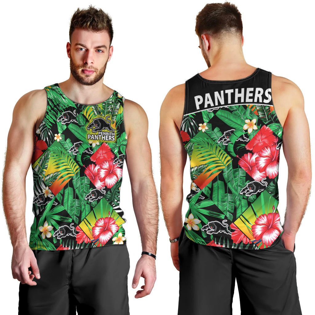 Panthers Rugby Men Tank Top Fashion Tropical Jungle Flowers - Vibe Hoodie Shop