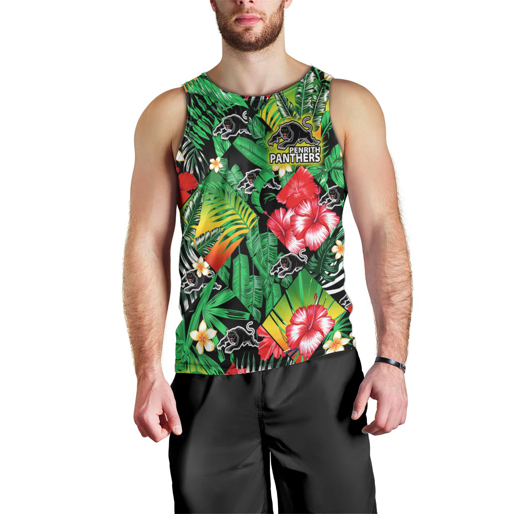Panthers Rugby Men Tank Top Fashion Tropical Jungle Flowers - Vibe Hoodie Shop