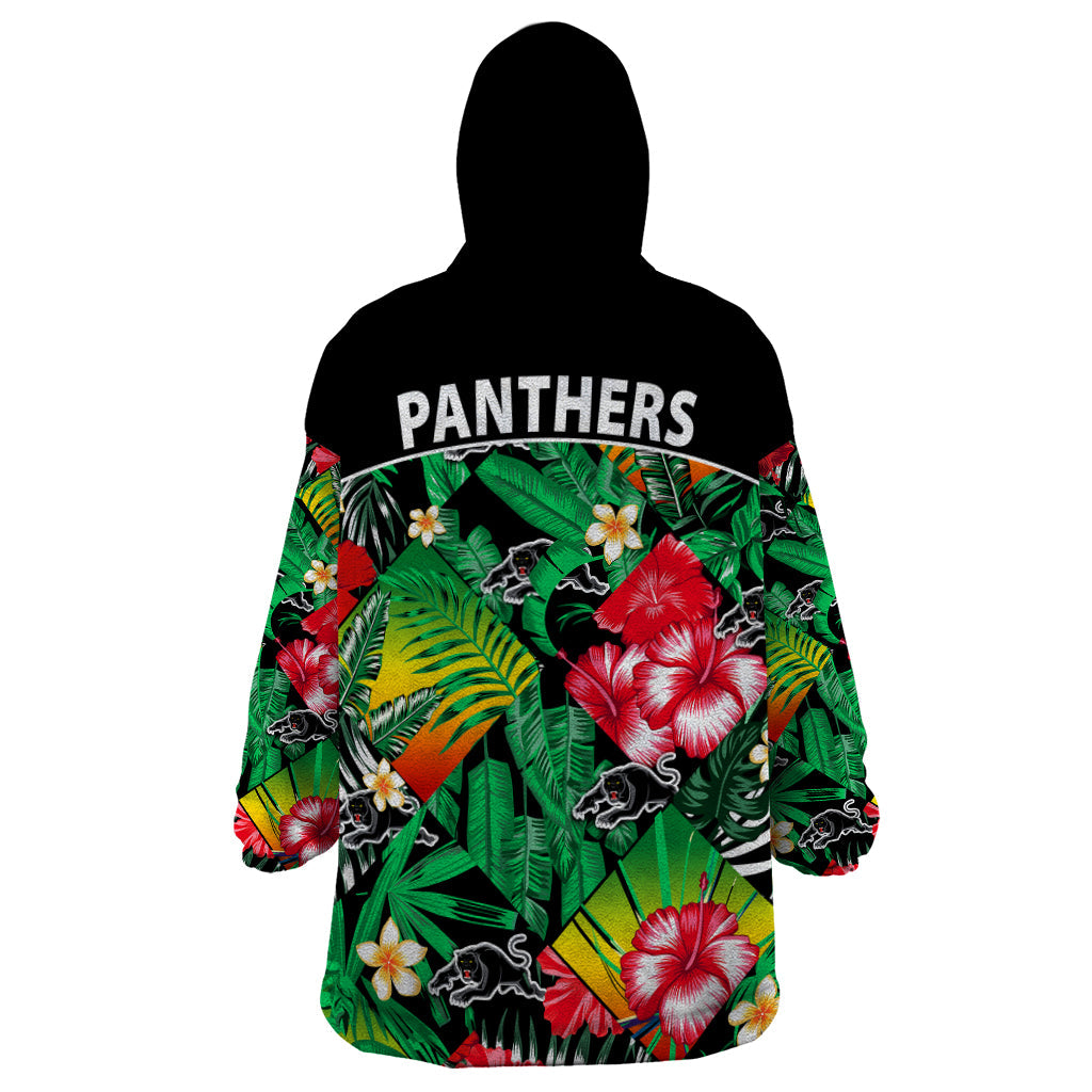 Panthers Rugby Wearable Blanket Hoodie Fashion Tropical Jungle Flowers - Vibe Hoodie Shop