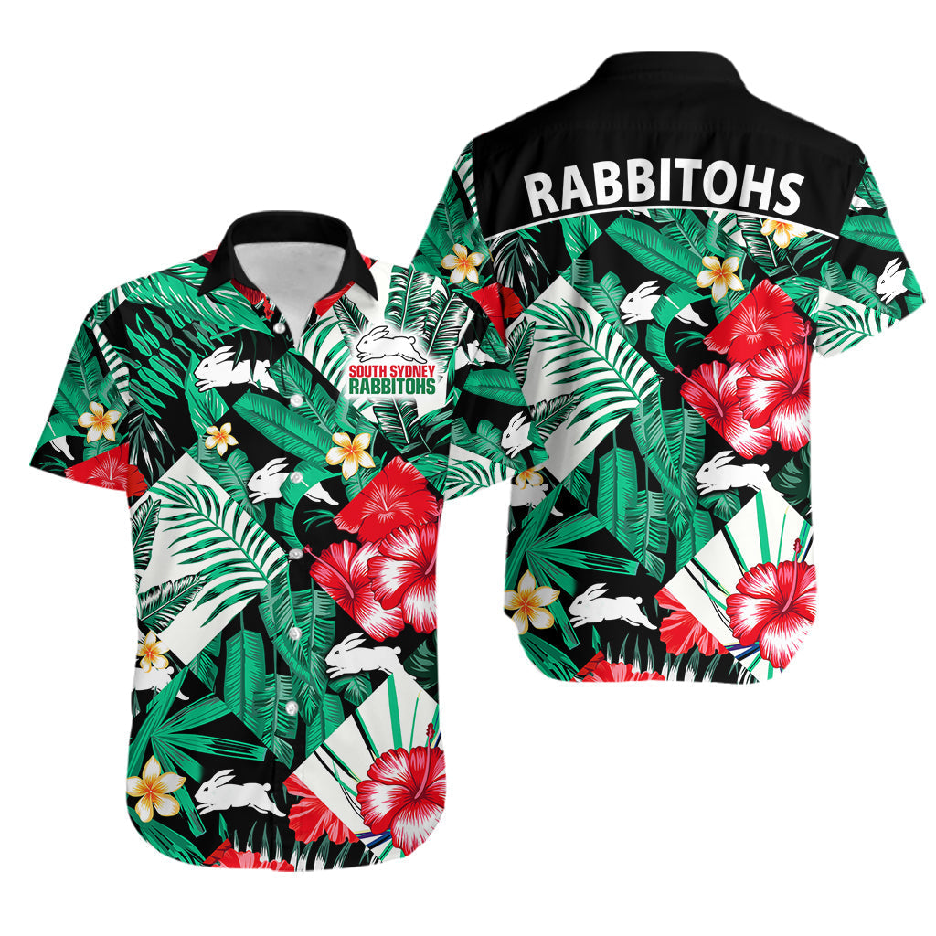 Rabbitohs Rugby Hawaiian Shirt Fashion Tropical Jungle Flowers - Vibe Hoodie Shop