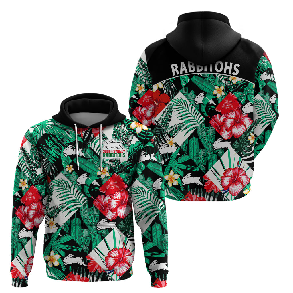 Rabbitohs Rugby Hoodie Fashion Tropical Jungle Flowers LT9 - Vibe Hoodie Shop