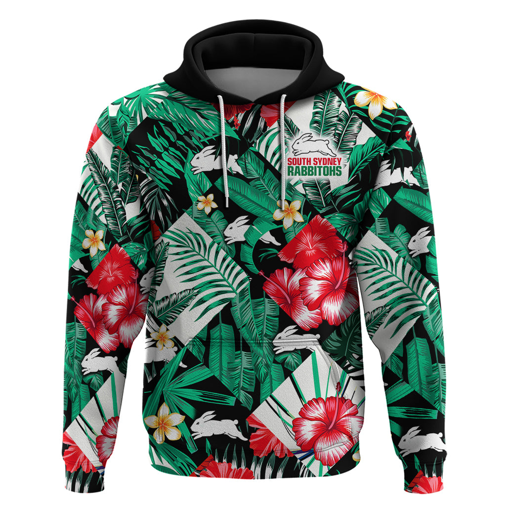 Rabbitohs Rugby Hoodie Fashion Tropical Jungle Flowers LT9 - Vibe Hoodie Shop