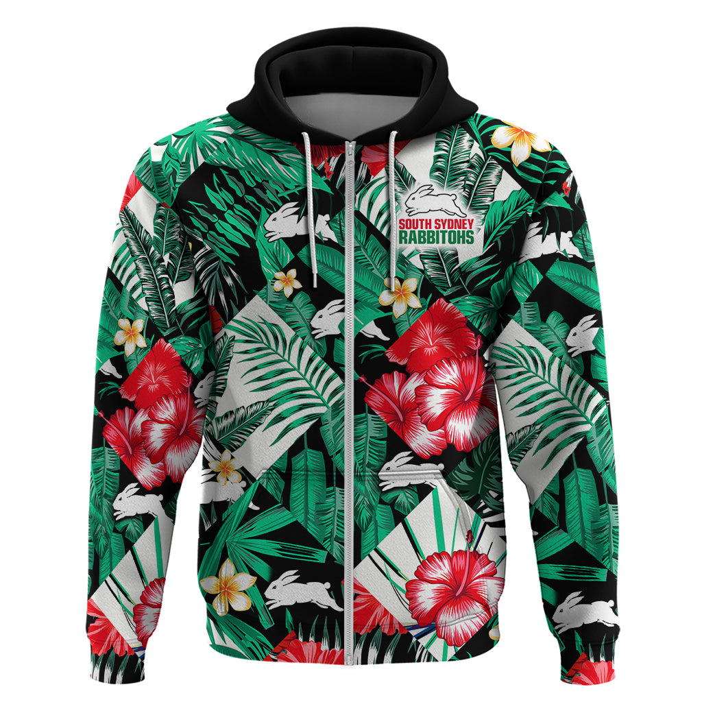 Rabbitohs Rugby Hoodie Fashion Tropical Jungle Flowers LT9 - Vibe Hoodie Shop