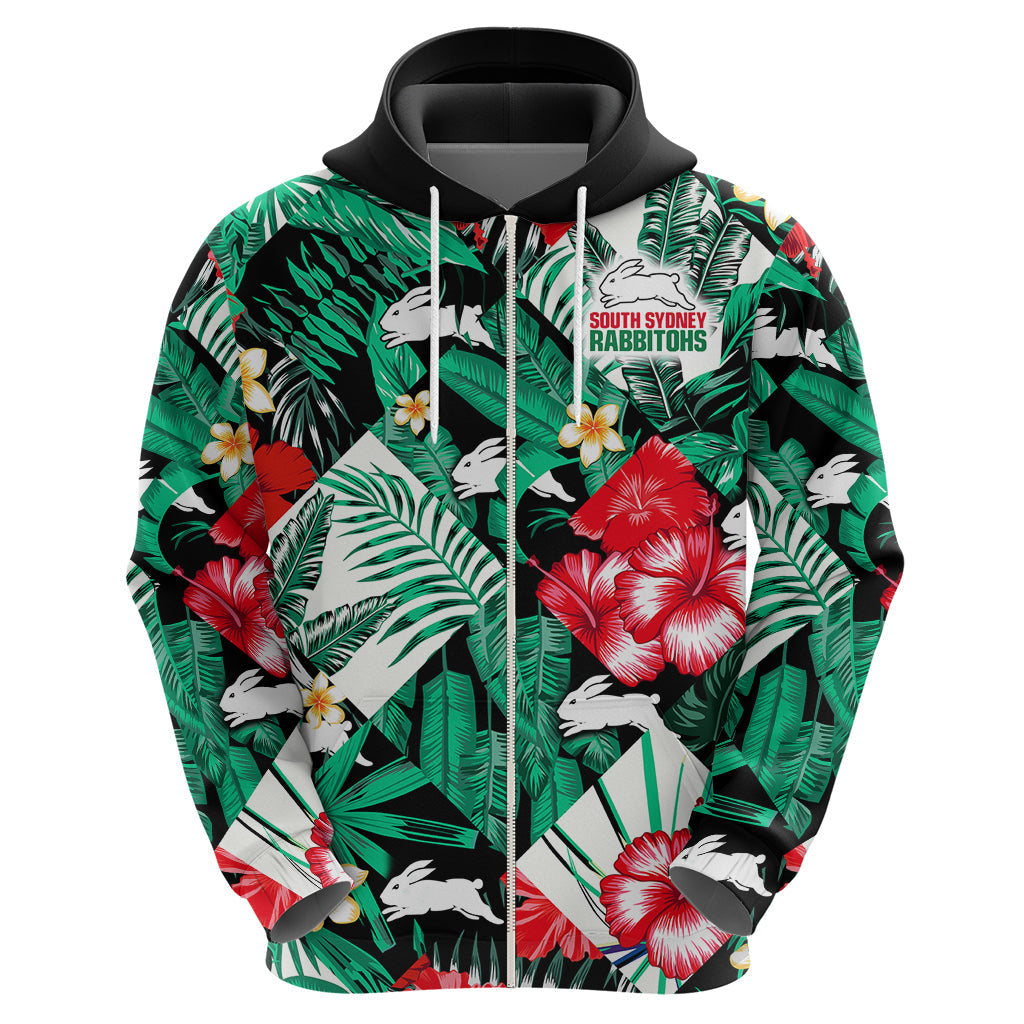 Rabbitohs Rugby Hoodie Fashion Tropical Jungle Flowers LT9 - Vibe Hoodie Shop