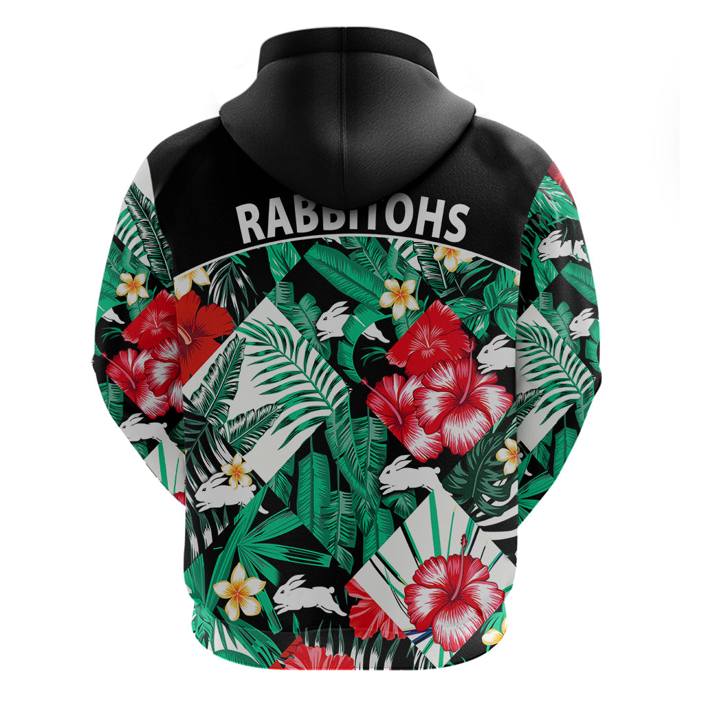 Rabbitohs Rugby Hoodie Fashion Tropical Jungle Flowers LT9 - Vibe Hoodie Shop