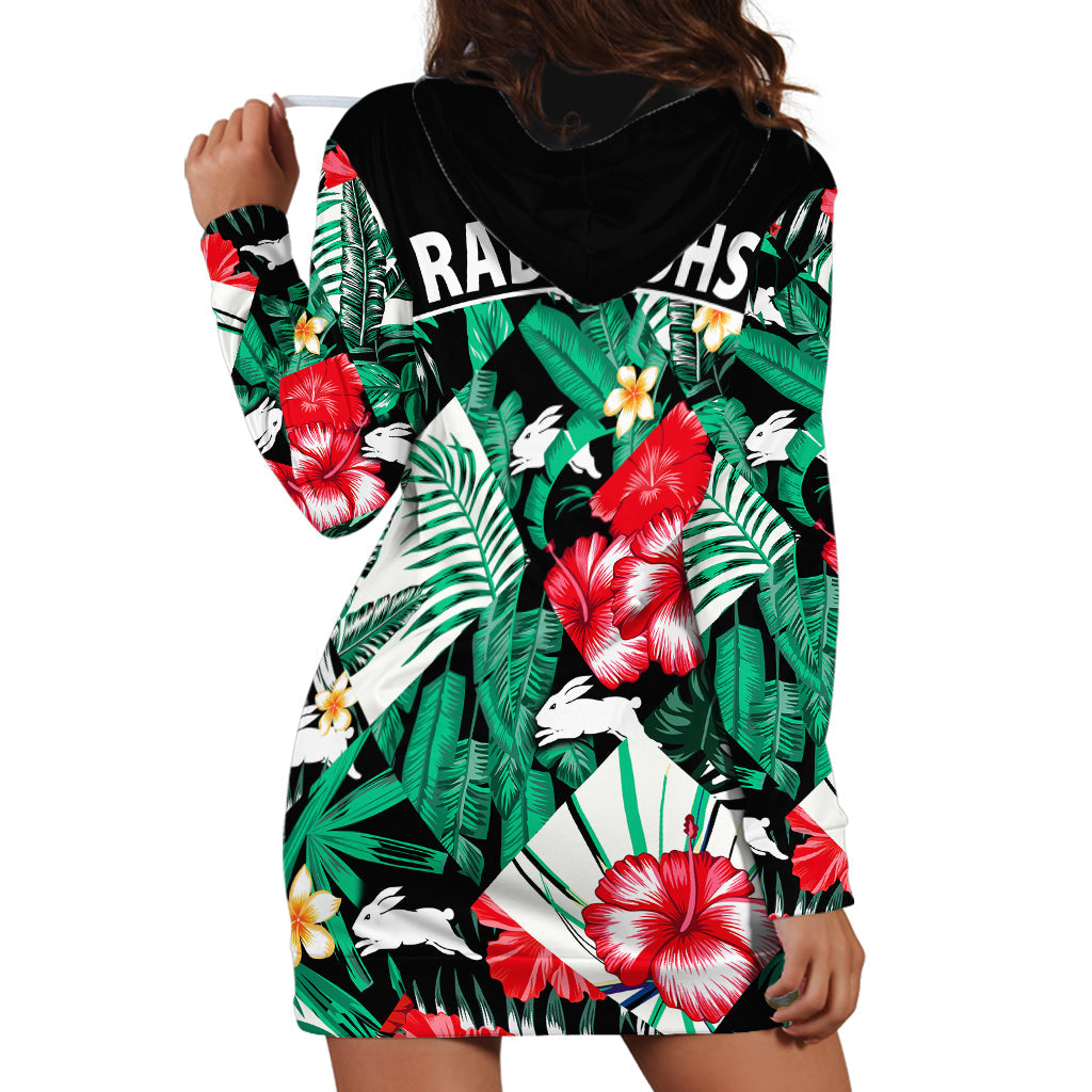 Rabbitohs Rugby Hoodie Dress Fashion Tropical Jungle Flowers - Vibe Hoodie Shop