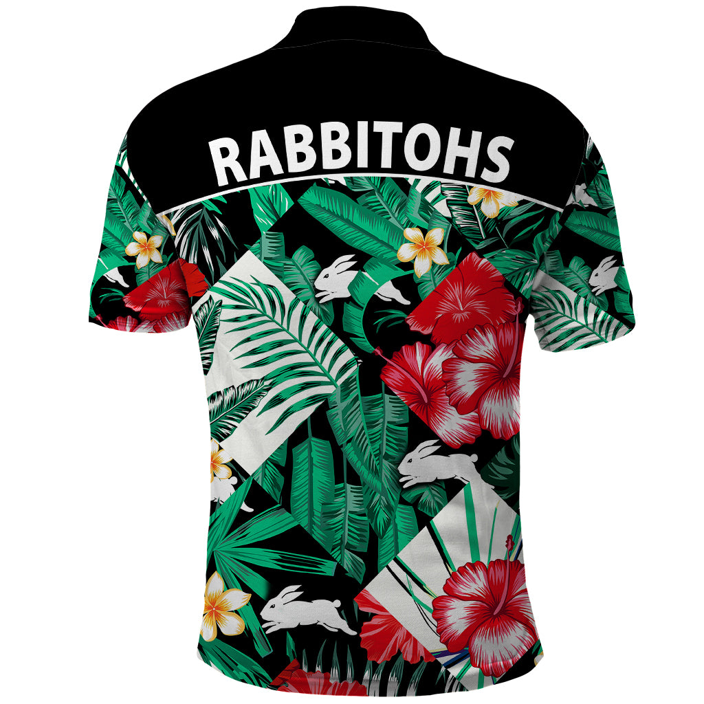 Rabbitohs Rugby Polo Shirt Fashion Tropical Jungle Flowers LT9 - Vibe Hoodie Shop